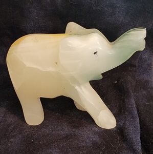 Carved Stone Onyx Elephant Figurine